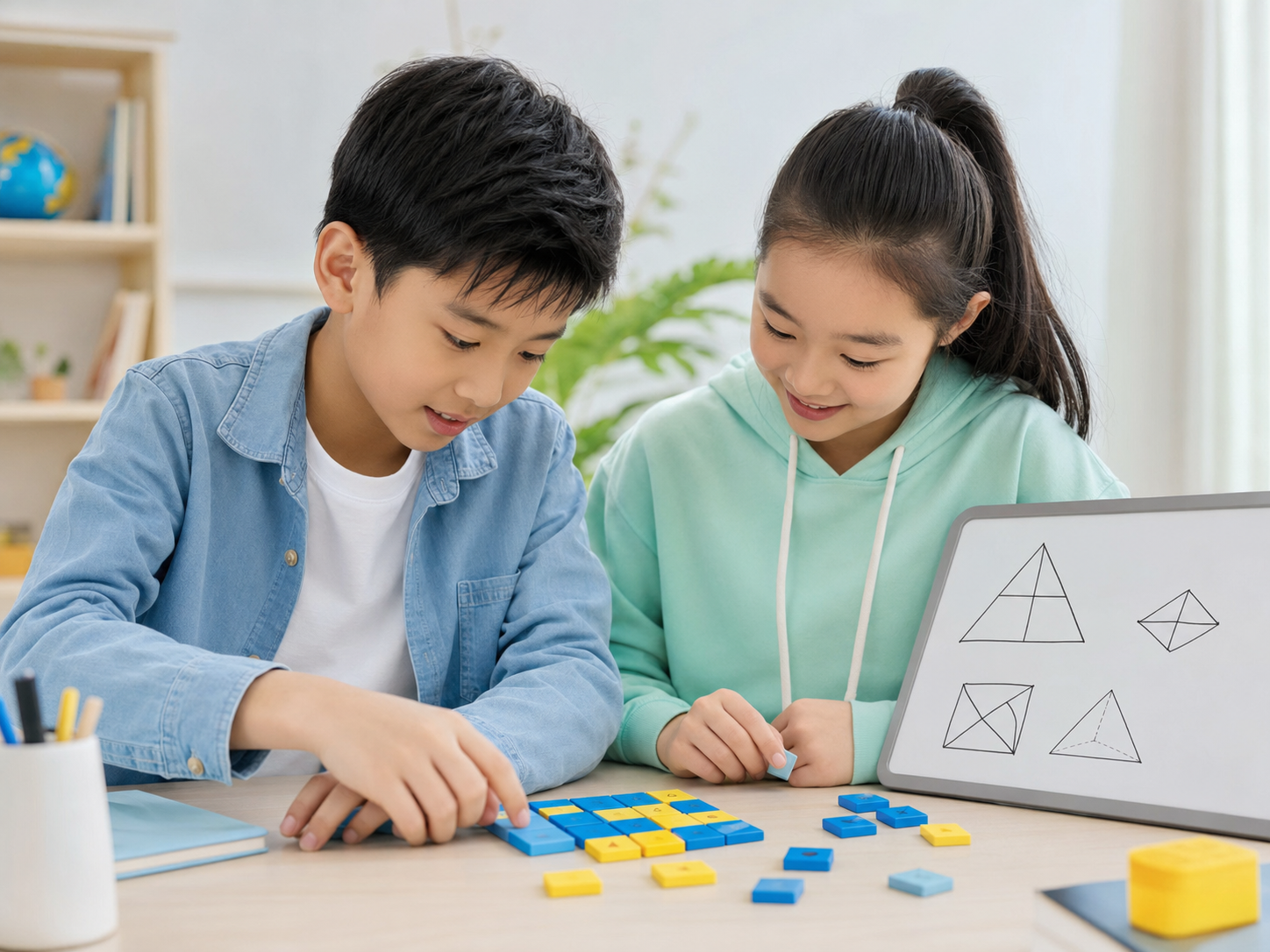 学生合作完成数学挑战