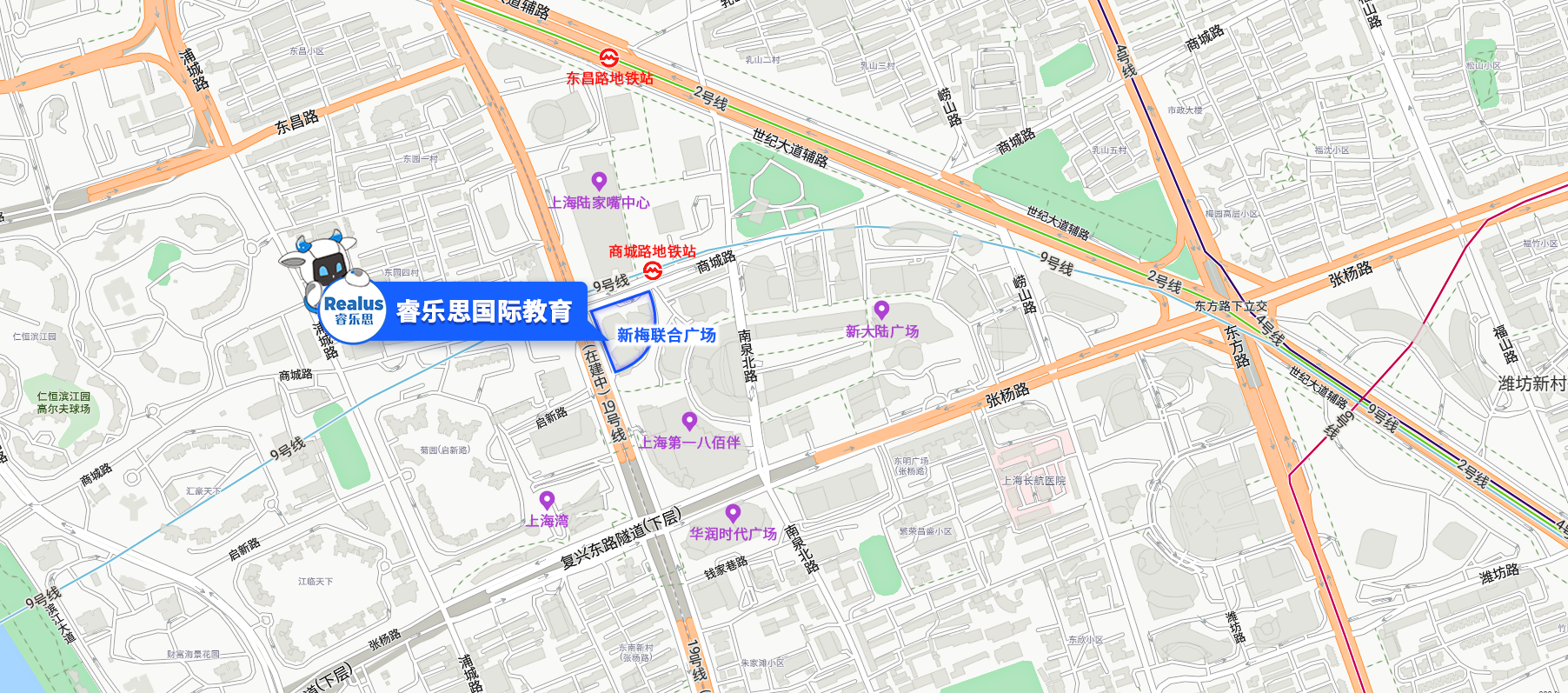 高德地图中的睿乐思上海校区位置